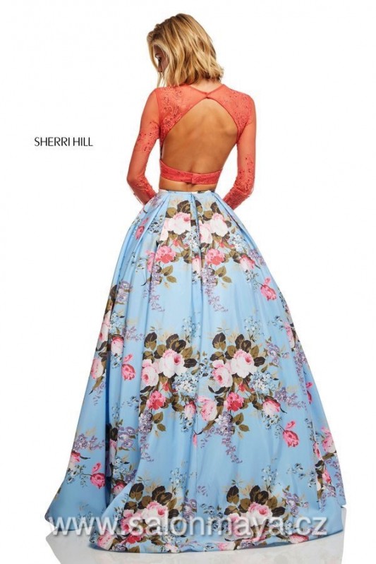 Sherri Hill 52717 VÝPRODEJ 6500 KČ sherrihill-52717-coralblueprint-dress-3.jpg-600.jpg