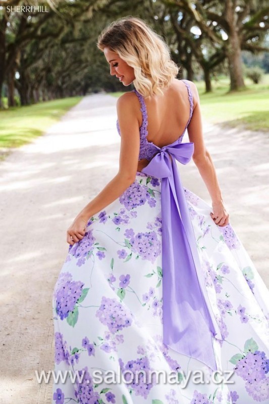 Sherri Hill 52870 - VÝPRODEJ 5500 Kč sherrihill-52870-lilacivoryprint-dress-2.jpg-600.jpg