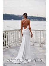 VÝPRODEJ 9900 KČ- Jednoduché, elegantní šaty se zapínáním za krkem, křížení na zádech, voda. 